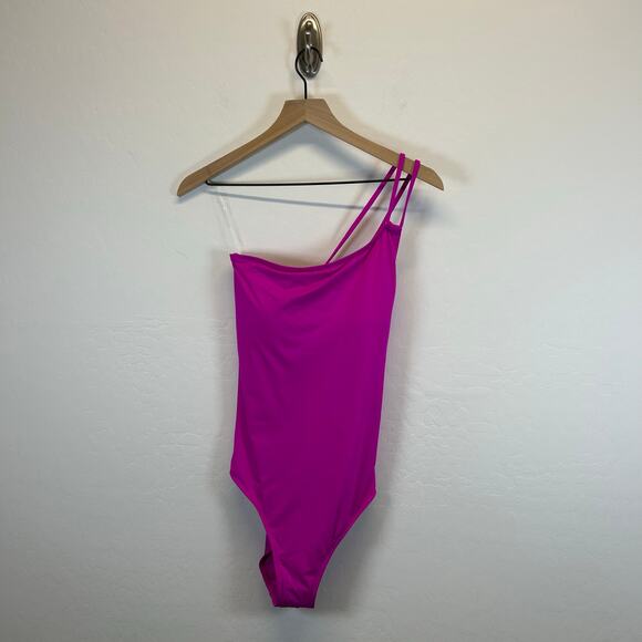 La Blanca Women's One Piece Swimsuit Single Shoulder Tummy Control Pink 14 NWOT - Picture 3 of 7